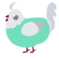 A mint and mist chicken with a head pattern