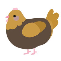 A bark and gold chicken with a head pattern