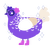 Alicia, a blurple and cream chicken with a half-lace pattern