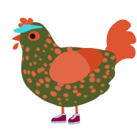 Pimento, a olive and vermilion chicken with a speckle pattern