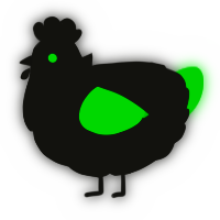 A black and leaf chicken