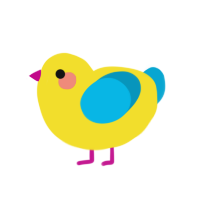 A yellow and cerulean chicken