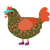 Pimento, a olive and vermilion chicken with a speckle pattern