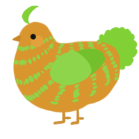 A orange and grass chicken with a bar pattern