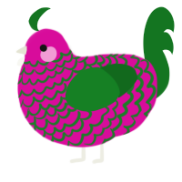 A fuchsia and leaf chicken with a lace pattern