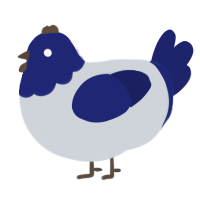A mist and navy chicken with a head pattern