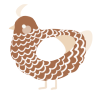 A brown and cream chicken with a lace pattern