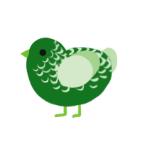 Spinch, a leaf and gluppy chicken with a half-lace pattern