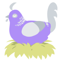 A lilac and mist chicken with a neck-band pattern