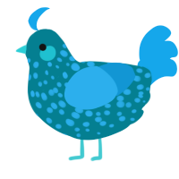 A sea and sky chicken with a speckle pattern