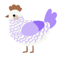A white and lilac chicken with a lace pattern