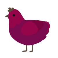 A wine and maroon chicken with a head pattern