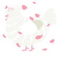 A white chicken with a bar pattern