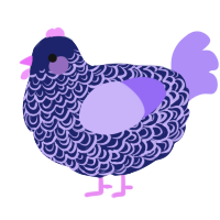 A navy and lilac chicken with a double-lace pattern