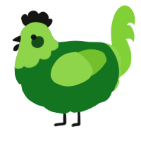 A leaf and grass chicken with a head pattern