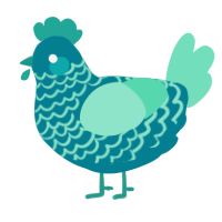 A sea and mint chicken with a lace pattern