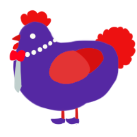 A overcast and red chicken