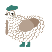 A cream and brown chicken with a lace pattern