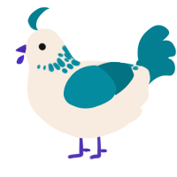 A cream and sea chicken with a neck-speckle pattern