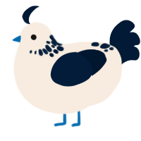 A cream and tumblr chicken with a neck-speckle pattern