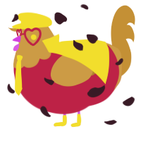 A crimson and gold chicken with a head pattern