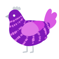 Amethyst, a violet and orchid chicken with a bar pattern