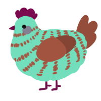 A mint and russet chicken with a bar pattern