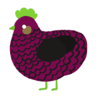 A wine and sable chicken with a lace pattern