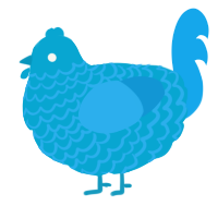 A cerulean and sky chicken with a lace pattern