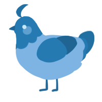 A aqua and sea chicken with a head pattern