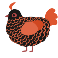 A sable and vermilion chicken with a lace pattern