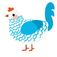 A white and cerulean chicken with a lace pattern
