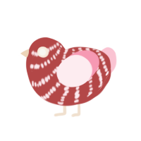 Shortcake, a red and rose chicken with a bar pattern