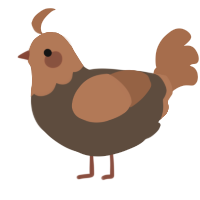 A bark and brown chicken with a head pattern