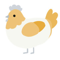 A white and honey chicken with a head pattern