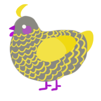 A ash and yellow chicken with a lace pattern