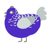A indigo and silver chicken with a half-lace pattern