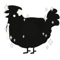 A black chicken with a lace pattern
