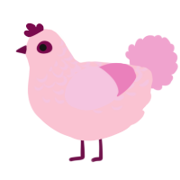 A rose and pink chicken with a half-lace pattern