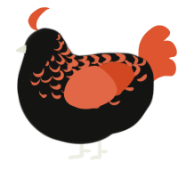 A black and vermilion chicken with a half-lace pattern