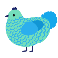 A mint and sky chicken with a lace pattern