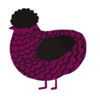 A wine and sable chicken with a lace pattern