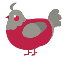 A crimson and ash chicken with a head pattern