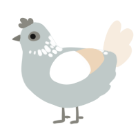 A silver and cream chicken with a neck-speckle pattern