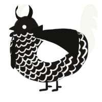 A sable and white chicken with a lace pattern
