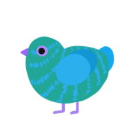 Shoal, a turquoise and sky chicken with a bar pattern