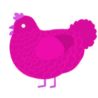 A fuchsia chicken with a lace pattern