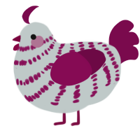 A silver and wine chicken with a bar pattern