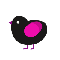 Pluble, a sable and fuchsia chicken