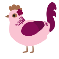 A rose and wine chicken with a neck-band pattern